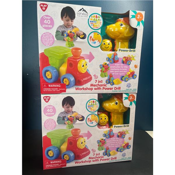 Lot of 2 Kids Toys - 7-in-1 Mechanic Workshop w/ Power Drill Toy Sets