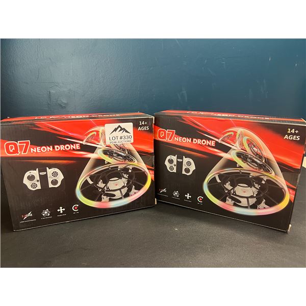 Lot of 2 Q7 Neon Remote Control Drones for Kids