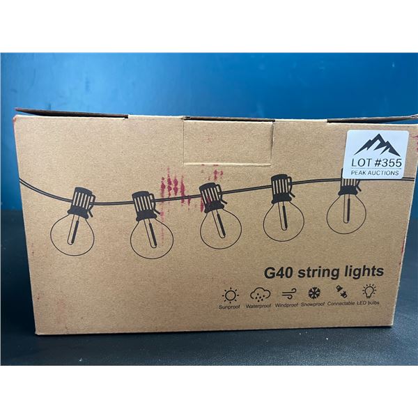 Lot of 1 LED Outdoor String Light w/ G40 Bulbs - 60FT Length
