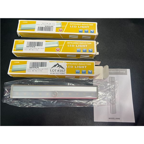 Lot of 3 LED Motion Sensor Lights - Stick On Under Cabinets, In Closets, on Stairs etc.