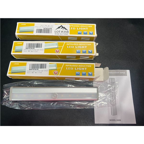 Lot of 3 LED Motion Sensor Lights - Stick On Under Cabinets, In Closets, on Stairs etc.