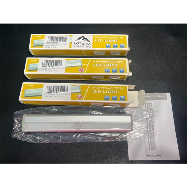 Lot of 3 LED Motion Sensor Lights - Stick On Under Cabinets, In Closets, on Stairs etc.