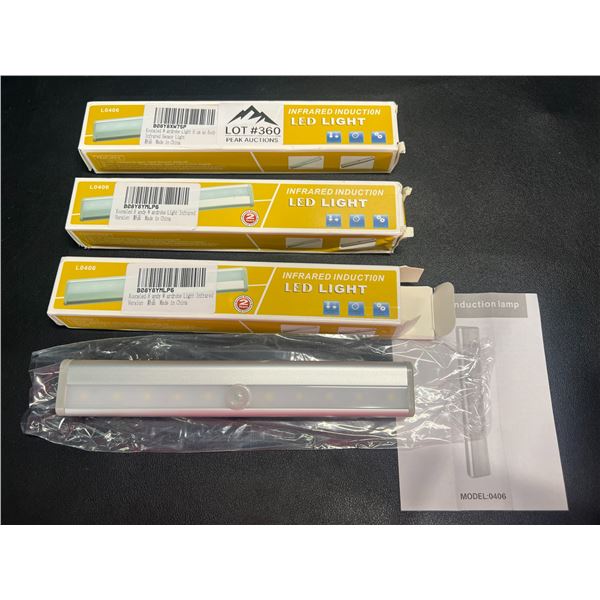 Lot of 3 LED Motion Sensor Lights - Stick On Under Cabinets, In Closets, on Stairs etc.