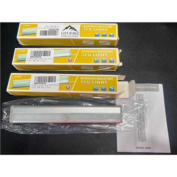 Lot of 3 LED Motion Sensor Lights - Stick On Under Cabinets, In Closets, on Stairs etc.