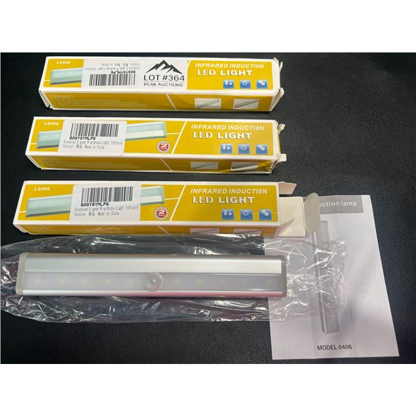 Lot of 3 LED Motion Sensor Lights - Stick On Under Cabinets, In Closets, on Stairs etc.