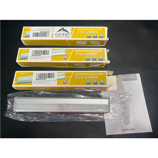 Lot of 3 LED Motion Sensor Lights - Stick On Under Cabinets, In Closets, on Stairs etc.