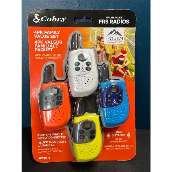 Lot of Cobra Walkie Talkie FRS Radios - 4 Pack Family Set