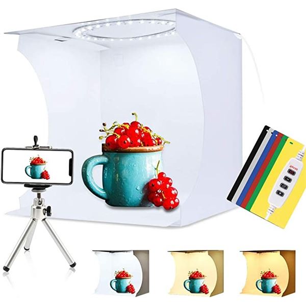 Lot of 1 LED Portable Photo Studio w/ 4 Colors Backdrops & Built-In LED Light