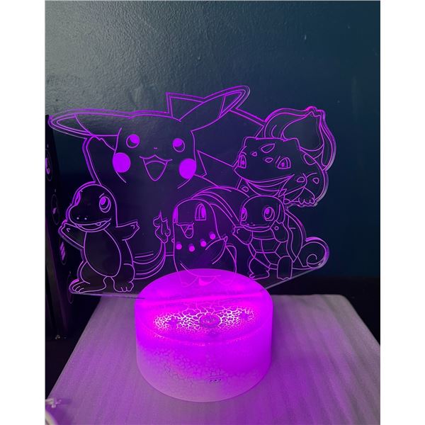 Lot of 1 Pokemon 3D LED Color-Changing Lamp w/ Remote Control - 3 Pokemon Designs Included!