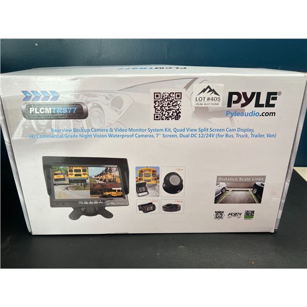 Lot of 1 PYLE Rearview Backup Camera & Video Monitor System Kit - Quad View Split Screen Display