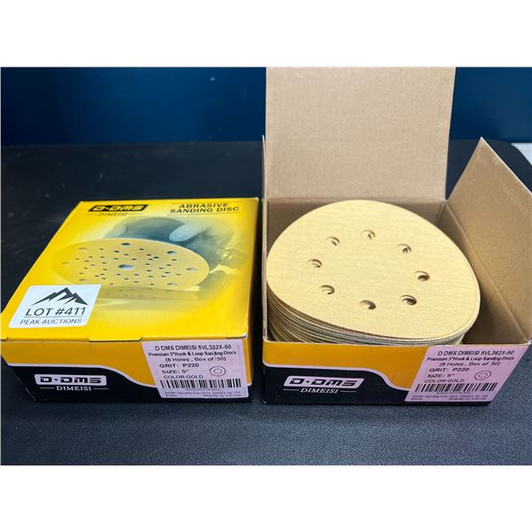 Lot of 2 Boxes of Abrasive Sanding Discs - 50 PCS per box