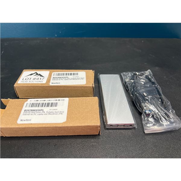 Lot of 2 Portable External Hard Drives - 2TB each - Silver