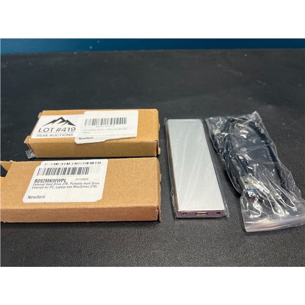 Lot of 2 Portable External Hard Drives - 2TB each - Silver