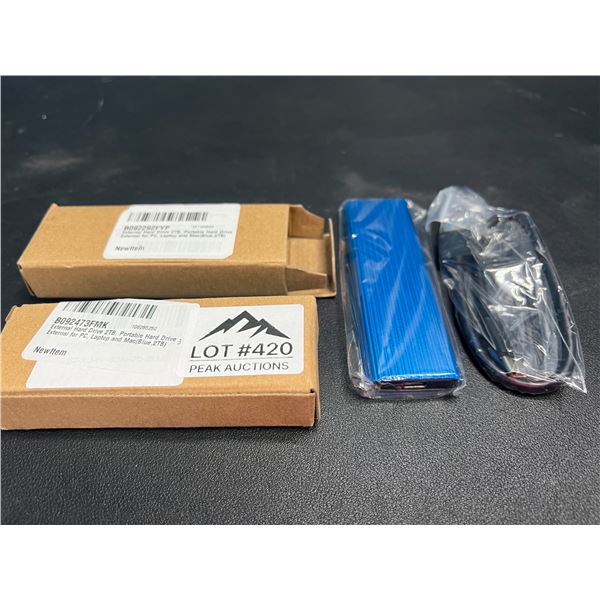Lot of 2 Portable External Hard Drives - 2TB each - Blue