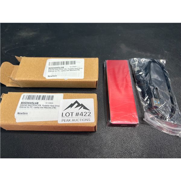 Lot of 2 Portable External Hard Drives - 2TB each - Red