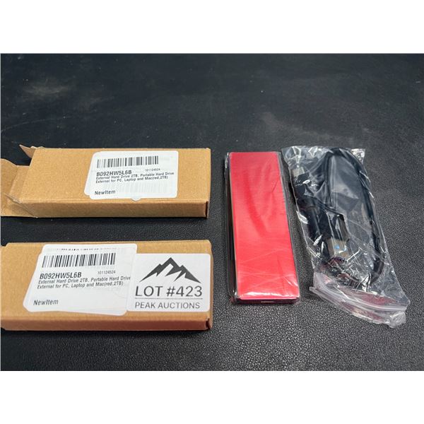 Lot of 2 Portable External Hard Drives - 2TB each - Red