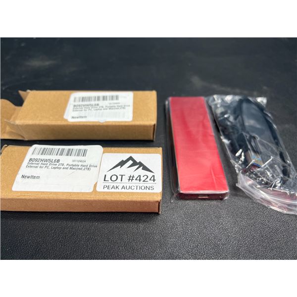 Lot of 2 Portable External Hard Drives - 2TB each - Red