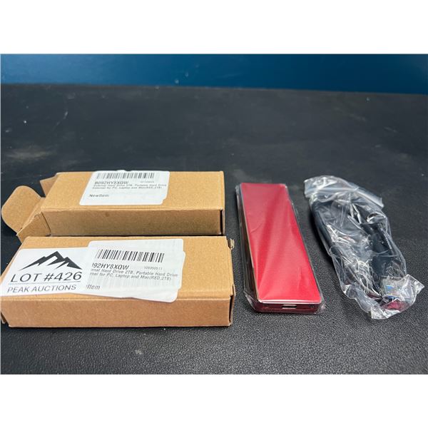 Lot of 2 Portable External Hard Drives - 2TB each - Red
