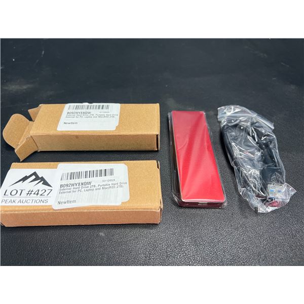 Lot of 2 Portable External Hard Drives - 2TB each - Red