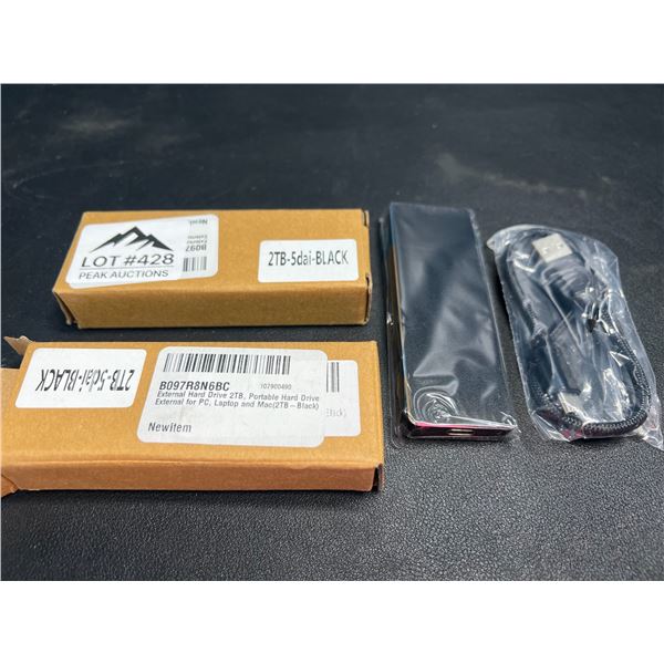 Lot of 2 Portable External Hard Drives - 2TB each - Black
