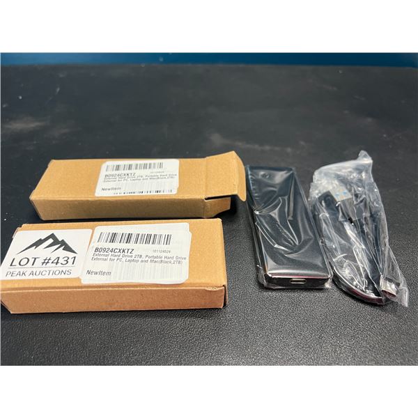Lot of 2 Portable External Hard Drives - 2TB each - Black