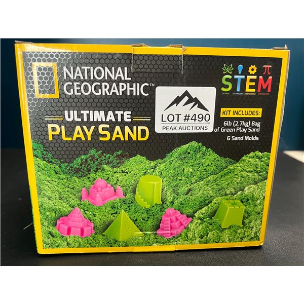Lot of 1 National Geographic Ultimate Play/Sensory Sand Kit - 6LB/2.7kg Green Sand & 6 Sand Molds