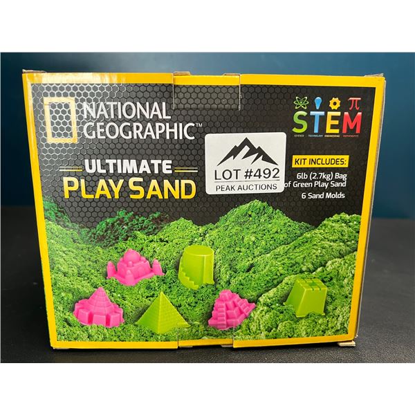 Lot of 1 National Geographic Ultimate Play/Sensory Sand Kit - 6LB/2.7kg Green Sand & 6 Sand Molds