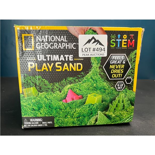 Lot of 1 National Geographic Ultimate Play/Sensory Sand Kit - 6LB/2.7kg Green Sand & 6 Sand Molds