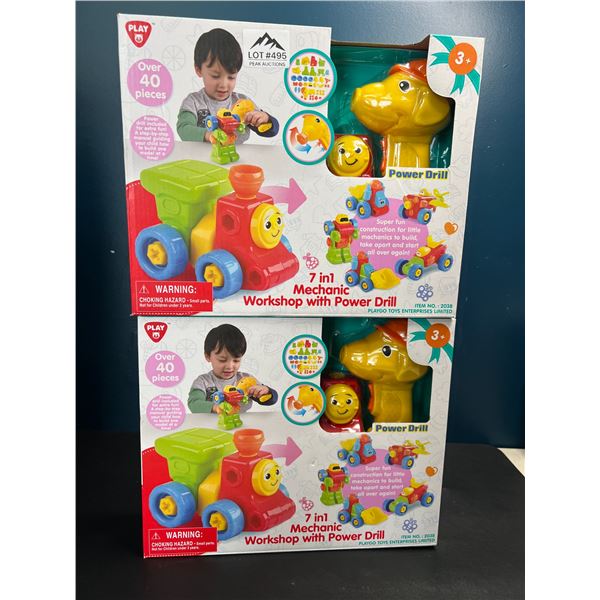 Lot of 2 Kids Toys - 7-in-1 Mechanic Workshop w/ Power Drill Toy Sets