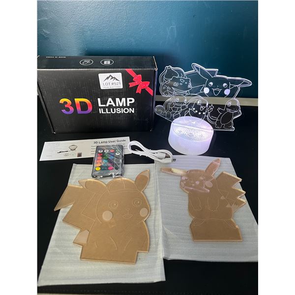 Lot of 1 Pokemon 3D LED Color-Changing Lamp w/ Remote Control - 3 Pokemon Designs Included!