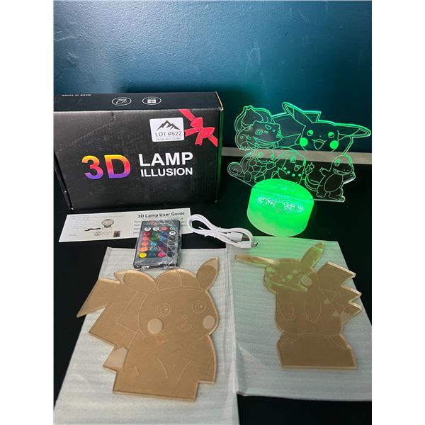 Lot of 1 Pokemon 3D LED Color-Changing Lamp w/ Remote Control - 3 Pokemon Designs Included!