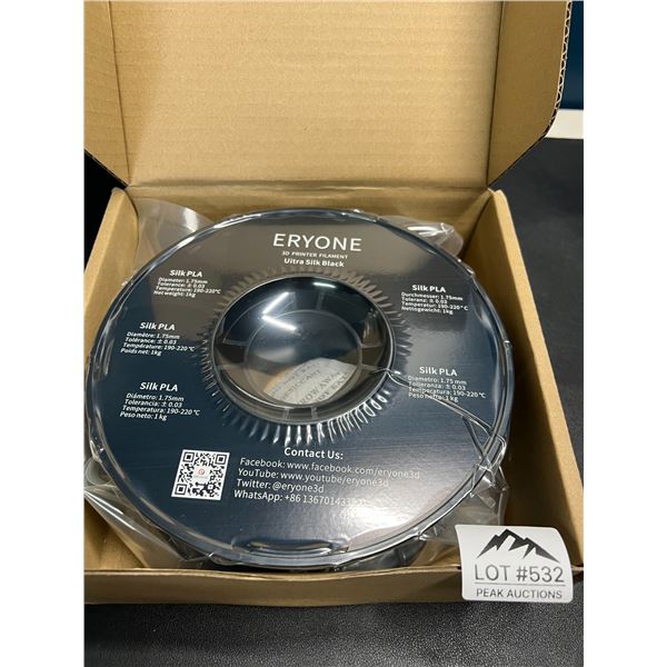 Lot of 1 Roll of 3D Printer Filament - Ultra Silk Black