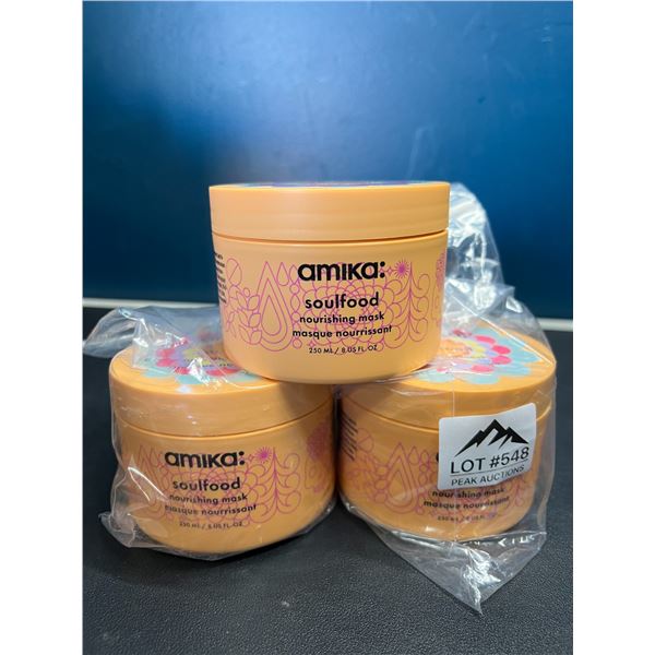 Lot of 3 Amika Soulfood Nourishing Hair Masks - 250ml each