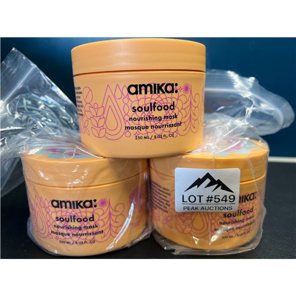Lot of 3 Amika Soulfood Nourishing Hair Masks - 250ml each