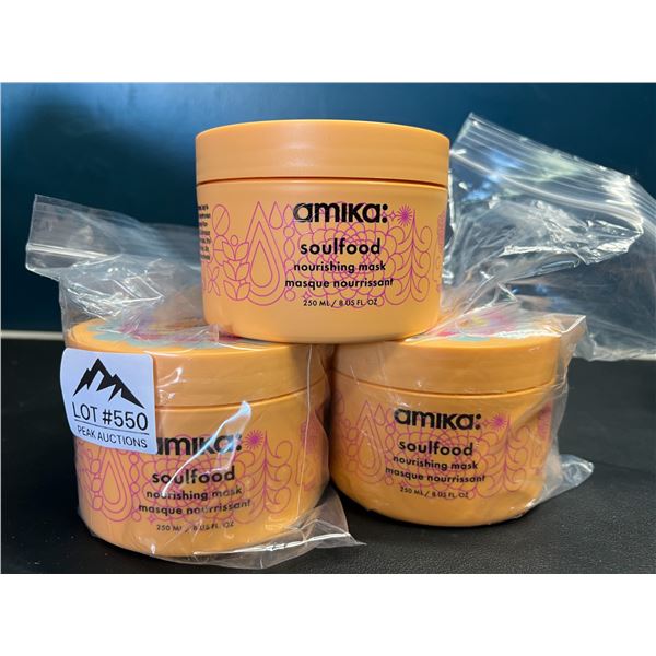 Lot of 3 Amika Soulfood Nourishing Hair Masks - 250ml each