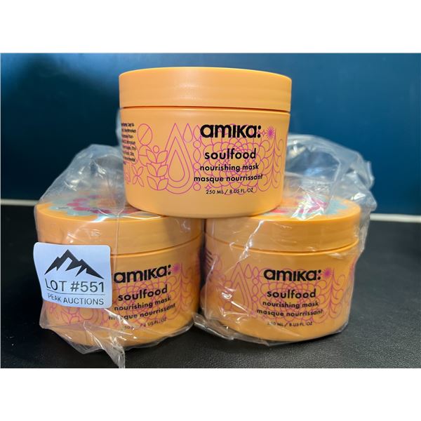 Lot of 3 Amika Soulfood Nourishing Hair Masks - 250ml each