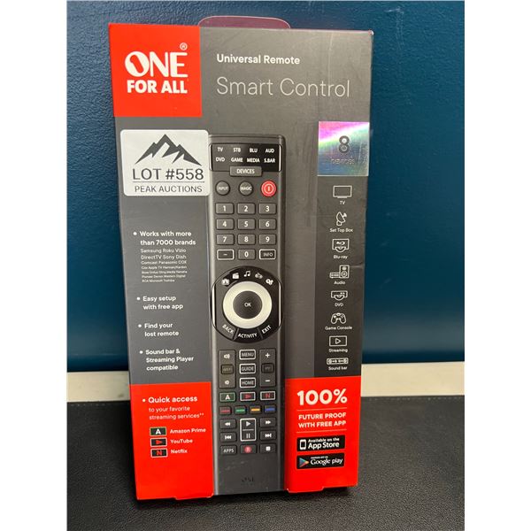 Lot of 1 One For All Universal Remote - Smart Control