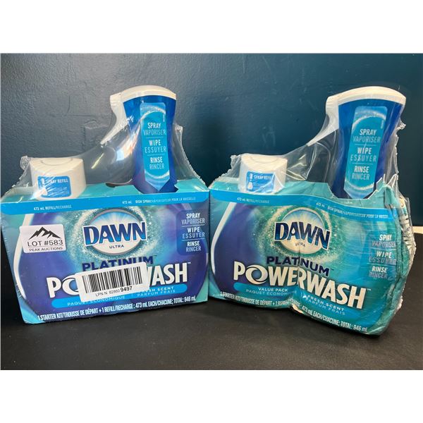 Lot of 2 Dawn Platinum Powerwash Dishsoap Sets - 1 Starter Kit + 1 Refill Per Set
