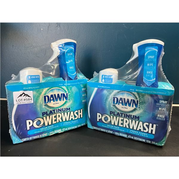 Lot of 2 Dawn Platinum Powerwash Dishsoap Sets - 1 Starter Kit + 1 Refill Per Set
