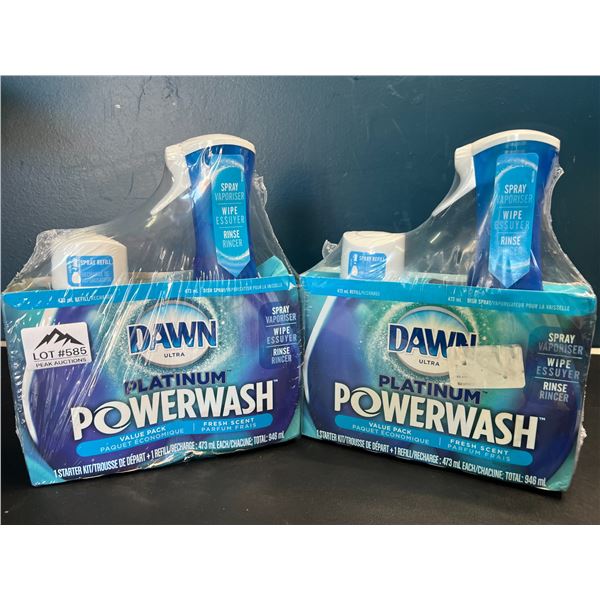 Lot of 2 Dawn Platinum Powerwash Dishsoap Sets - 1 Starter Kit + 1 Refill Per Set
