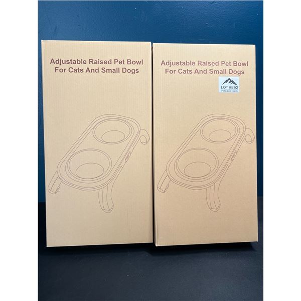 Lot of 2 Adjustable Raised Pet Food Bowls for Cats & Small Dogs