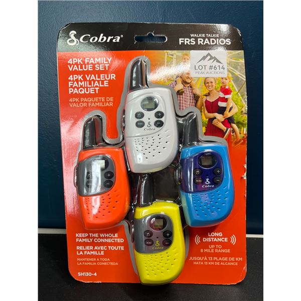 Lot of Cobra Walkie Talkie FRS Radios - 4 Pack Family Set