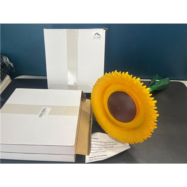 Lot of 4 Sunflower Bird Bath Feeders for Gardens