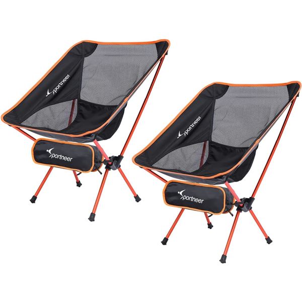 Lot of 2 Sportneer Portable & Expandable Folding Chairs w/ Storage Bag