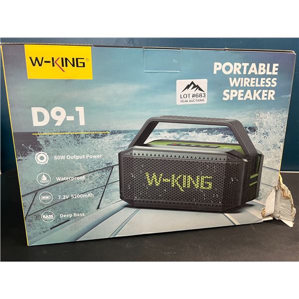 Lot of 1 W-King D9-1 Portable Wireless Bluetooth Party Speaker/Boombox - 60W output & Deep Bass!