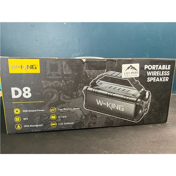 Lot of 1 W-King D8 Portable Wireless Bluetooth Party Speaker/Boombox - 50W