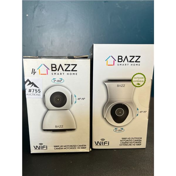 Lot of 2 Bazz Smart Home Security Cameras - 1x Indoor and 1x outdoor