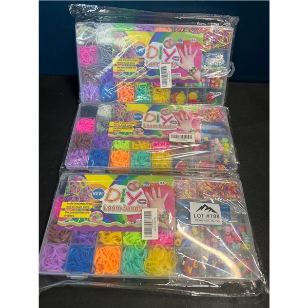 Lot of 3 DIY Loom Band Toy Sets - Make Bracelets, Rings, and More