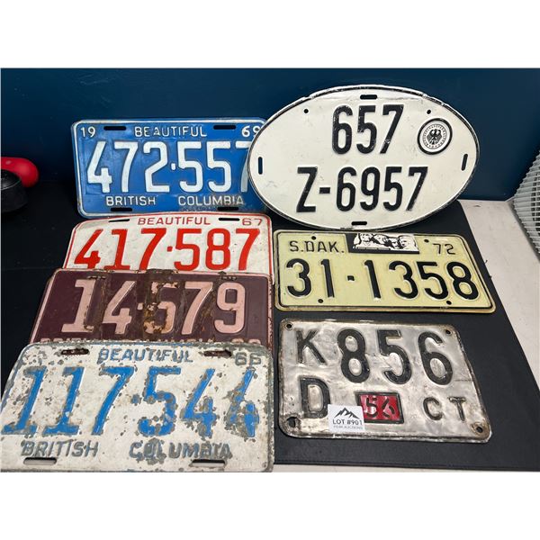 Lot of 7 Assorted License Plates - *Used