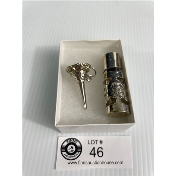 .925 Sterling Wrapped Perfume Bottle w/.925 Sterling Perfume Funnel